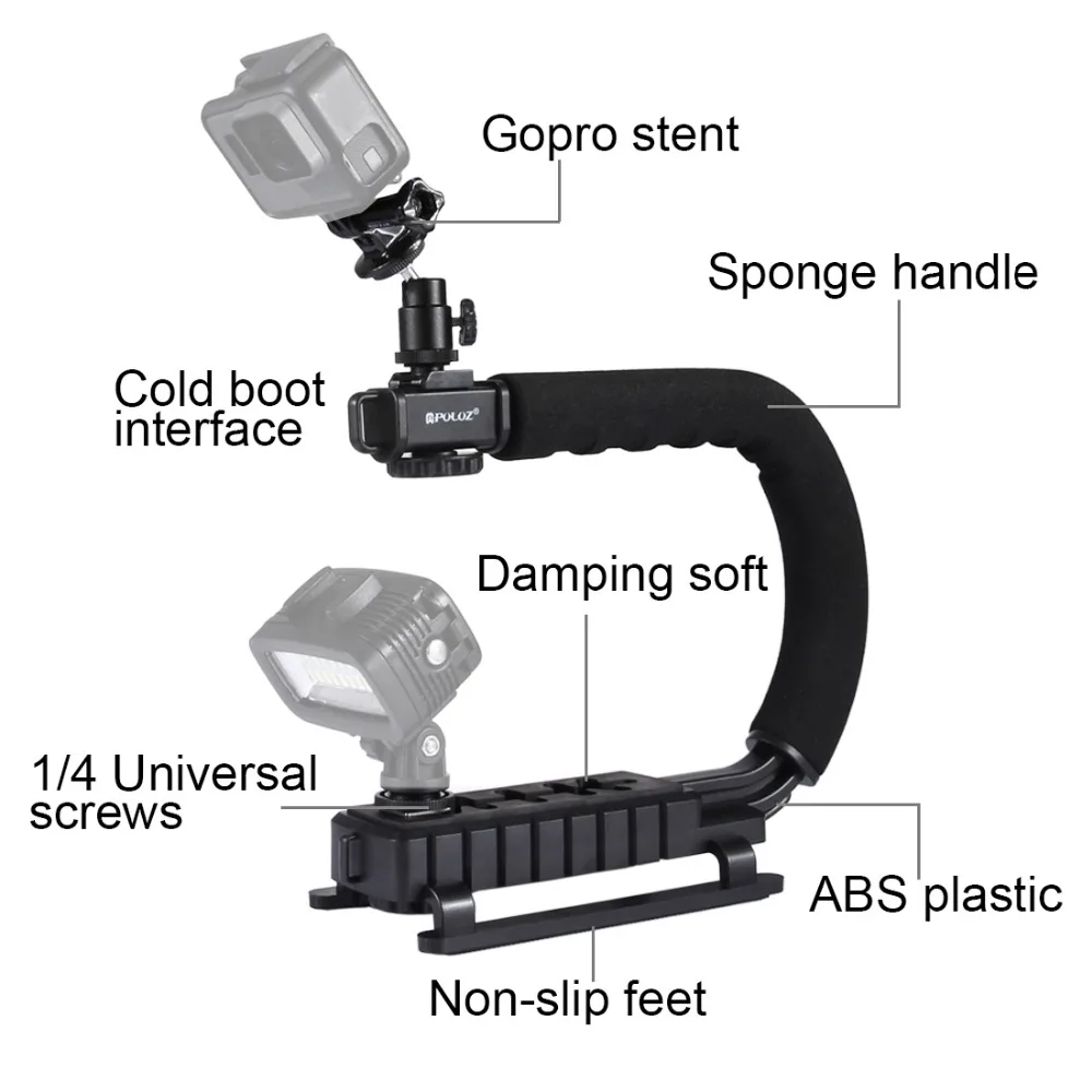 PULUZ DV кронштейн стабилизатор набор U/C Форма Портативный Кронштейн ручной светодиодный студийный светильник микрофон комплект для iPhone Nikon Canon