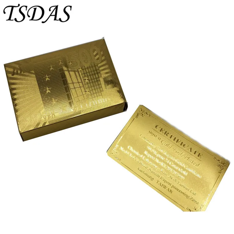 Позолоченная игральная карта 24K 999 9 евро 500 в красивой красной коробке покерная