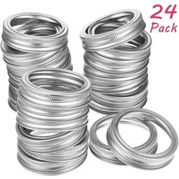 

24Pcs Regular Mouth Mason Jar Bands for Mason Jar Wide Mouth, Split-Type Lids Leak Proof and Secure Canning Jar Caps