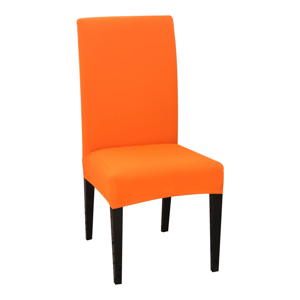 1/2/4 шт. сплошной Цвет чехол для кресла спандекс стрейч чехлов стул Защитные чехлы для Обеденная Кухня для свадьбы или торжественного случая - Color: candy orange