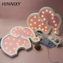Hinnixy 3D деревянный слон ночной Светильник для детей, для спальни, настенный светильник для дома, в форме животного, Детская прикроватная лампа для сна