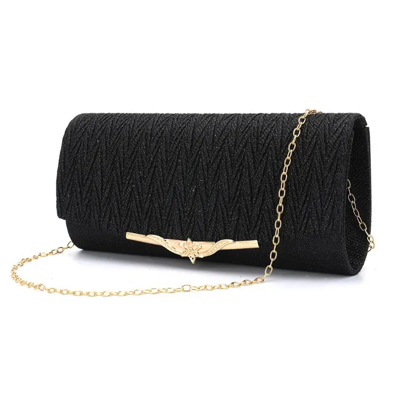 Черный Women's Evening Shoulder Bag Bridal Clutch Party Prom Wedding Envelope Handbag D0UD - Цвет: Черный