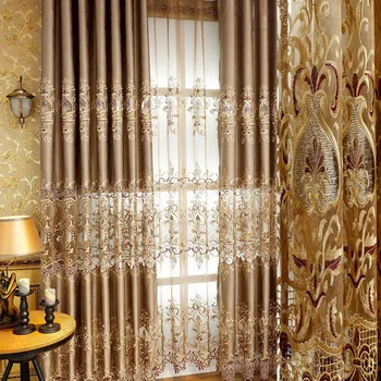 

European and American Style Royal Coffee Color Luxury Curtains For Living Room Bedroom Window Curtain Kitchen/Hotel M041#4