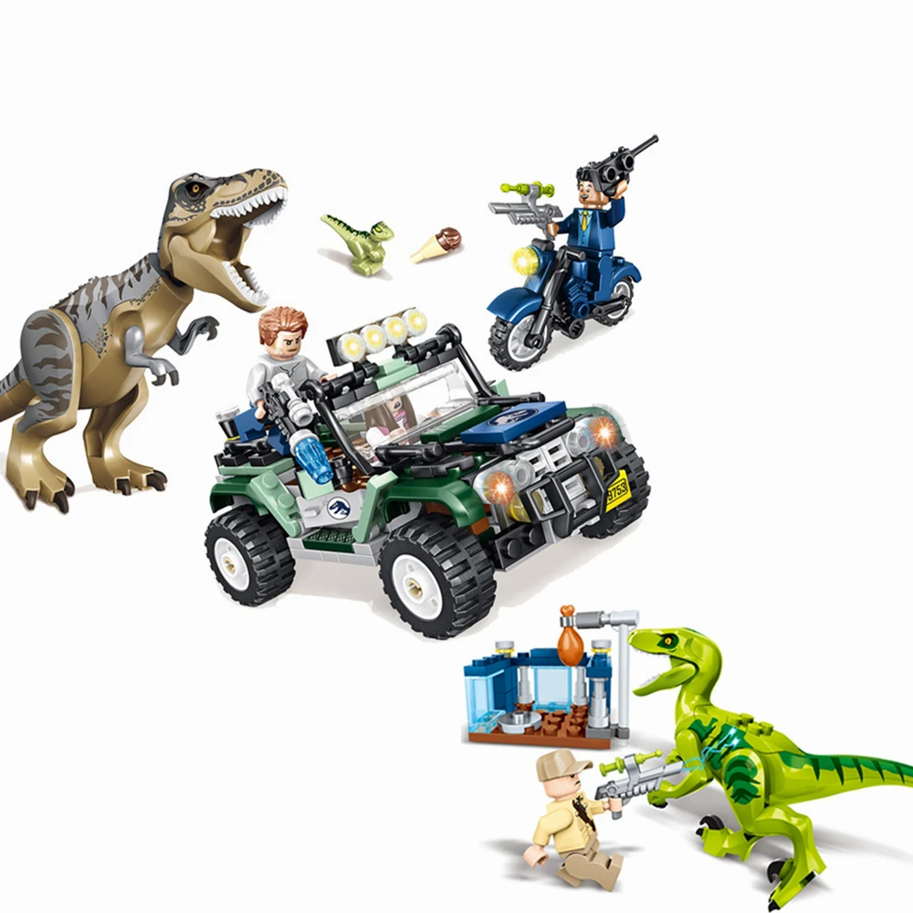 Юрский Оуэн с Raptor Fight T. Рекс транспорт строительные блоки кирпичи Модель Дети