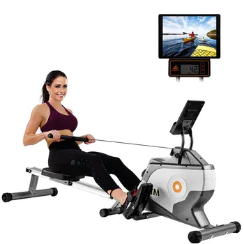 

Foldable Rowing Machine Easy to Move and Store Silent Fitness Equipment in Home Gym 8-level Adjustable Tension Resistance