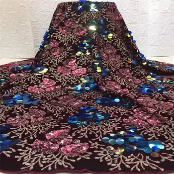 

Lace Fabric Embroidery Nigerian Bride Lace Fabrics 5yards African Lace Fabric 2019 Fashion Lace For Dress L2514B-2