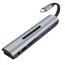 USB C концентратор тип-c к HDMI 4K VGA USB3.0X3 концентратор TF SD слот USB-C PD аудио Женский Портативный 9в1 адаптер для Macbook Pro