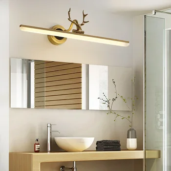 

wall lamp American all copper mirror front lamp deer horn lamp dining room bedroom study bathroom led mirror front lamp