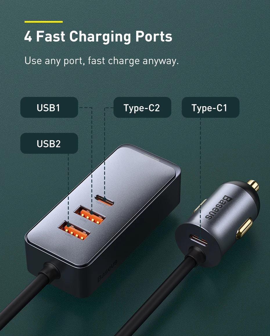 usb type c car charger Baseus 120W PD Car Charger Quick Charger QC 3.0 PD 3.0 For iPhone 12 Samsung Type-C USB Charger Portable USB Phone Charger car usb port