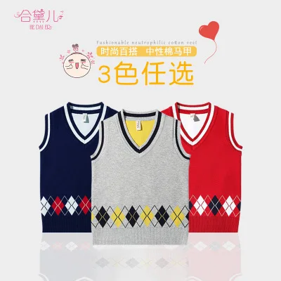 

BOY'S Vest Pure Cotton Sweater Waistcoat 2019 Spring New Style Children 1 Knitted Vest 2 Baby Spring And Autumn 3 Vest