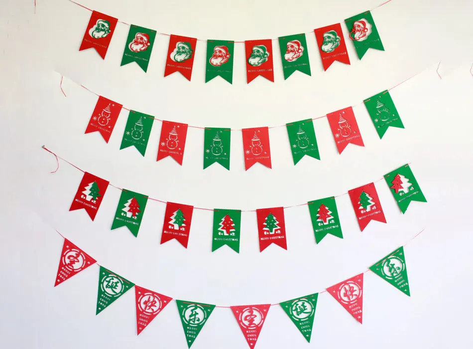 Jubilee Treasure Christmas Flag Decoration Christmas Non-woven Letters Flags Decoration Old Man Christmas Tree Decoration