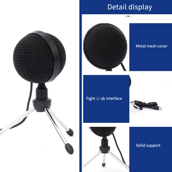 

Noise Reduction USB Microphone Mini Capacitive With Stand Home Speech Easy Install Portable Desktop PC Plug And Play Studio
