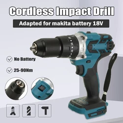 Makita perceuse à percussion électrique sans fil 18V 3 en 1 13mm, tournevis électrique rechargeable, perceuse, batterie Li Ion pour batterie 