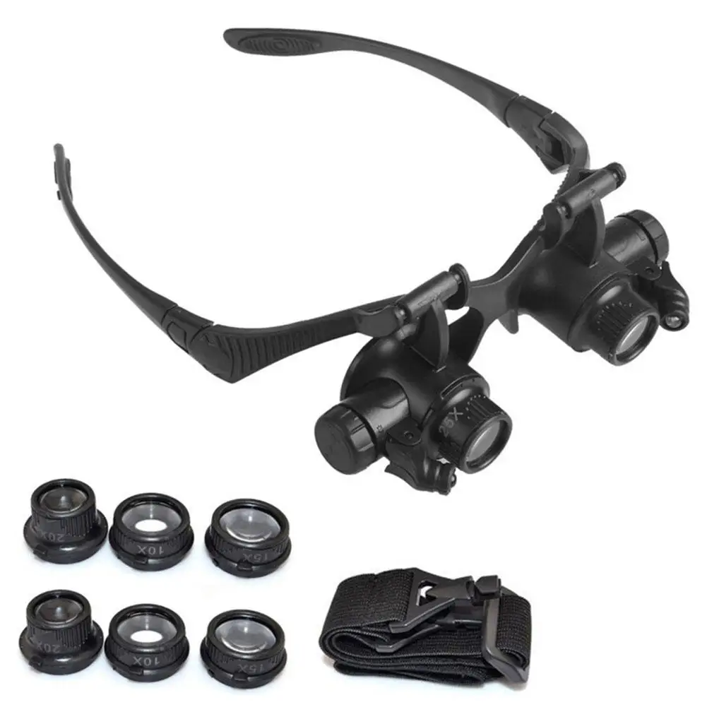 

SOLLED 10X 15X 20X 25X Magnifying Glass Set with Headband & LED Light Magnifier Watchmaker Jewelry Optical Lens