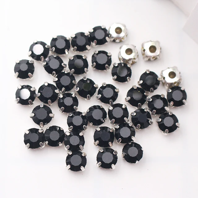 Promotion SS12-SS40 Crystals Claw Cup Rhinestone shiny strass stones metal base Fabric beads Craft Top Rhinestones For Clothes black