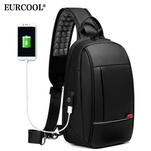 EURCOOL, 9,7 дюймов, iPad, сумка на плечо для мужчин, бизнес сумки через плечо, зарядка через usb, нагрудный пакет, водонепроницаемая сумка-мессенджер для мужчин, n1909
