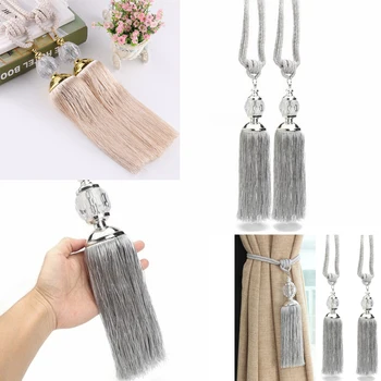

1 Pair Curtain Holdbacks Rope Tie Backs Tassel Beaded Tiebacks Crystal Ball Decor Curtain Accessories