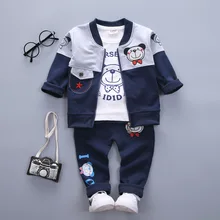 IENENS/милые Стильные комплекты одежды для маленьких мальчиков и девочек Детские костюмы хлопковая одежда для маленьких мальчиков и девочек, пальто+ рубашка+ штаны