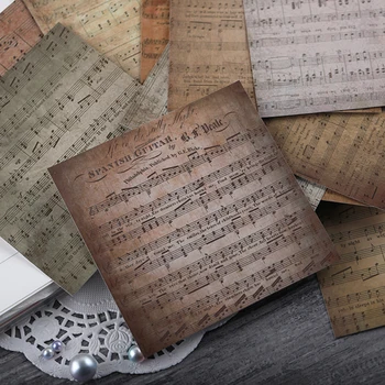 

12Pcs Vintage Music Material Background Paper Junk Journal Diary Planner Scrapbooking Decorative DIY Craft Paper Photo