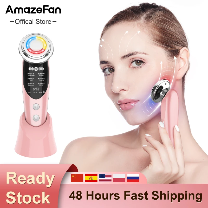 AmazeFan7in1RF&EMS Radio Mesotherapy Electroporation lifting Beauty LED Face Skin Rejuvenation Remover Wrinkle Radio Frequency