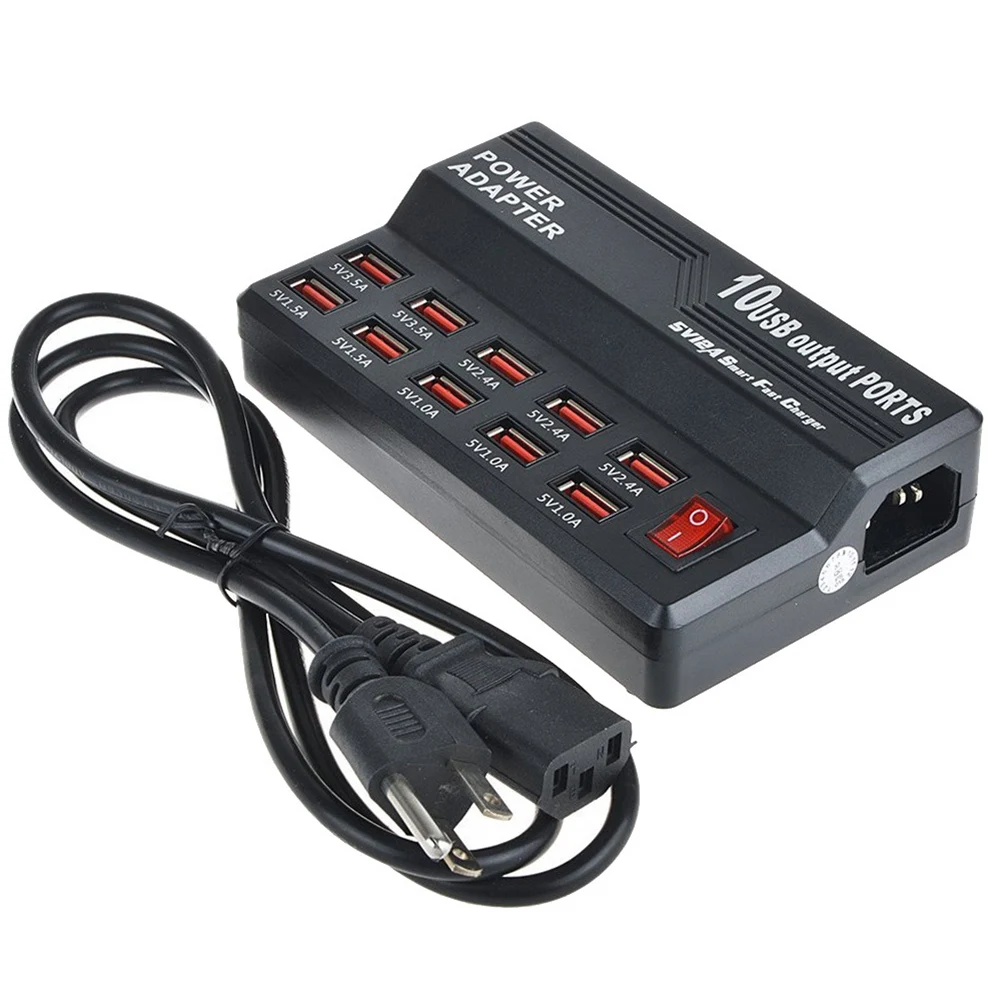 Multi Port Charger 10 USB 12A Power 60W Quick Charge Station AC Adapter LFX-ING | Электроника