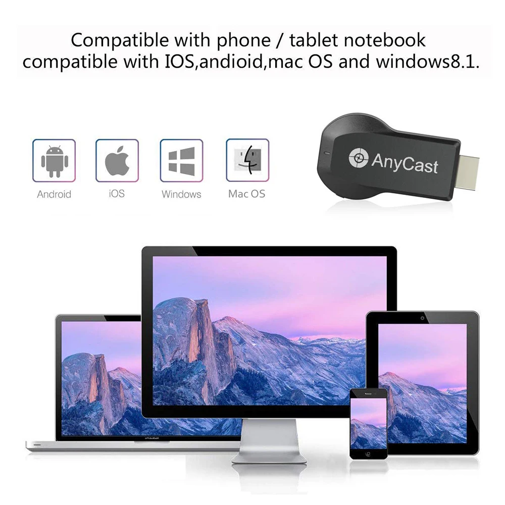 Anycast M100 2,4G 4K Miracast H.265 беспроводной DLNA AirPlay HDMI tv Stick Wifi дисплей ключ приемник для IOS Android PC