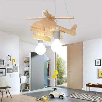 

Children's pendant lights modern Led Light Line E27 Bedroom Parlor Hotel Hall Living room wood children hanging lamp Dropship