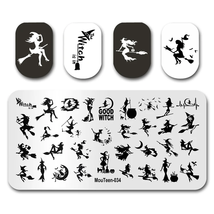 Nail Art Plate MouTeen035 Big Size Butterfly Flower Nail Stamping Plates Manicure Set For Nail Art Stamp 5