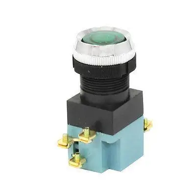 

5A 380V AC 1 NC 1 NO Momentary Push Button Switch Non Lock w 220V Green Light