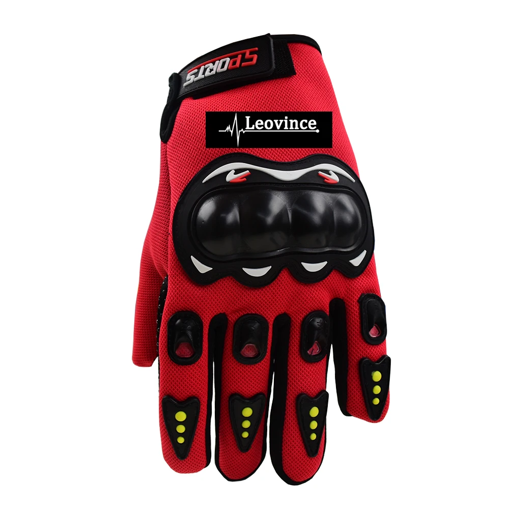 Новые зимние летние мотоциклетные перчатки с полным пальцем для Leovince с сенсорным экраном защитные перчатки для мотокросса - Цвет: Red