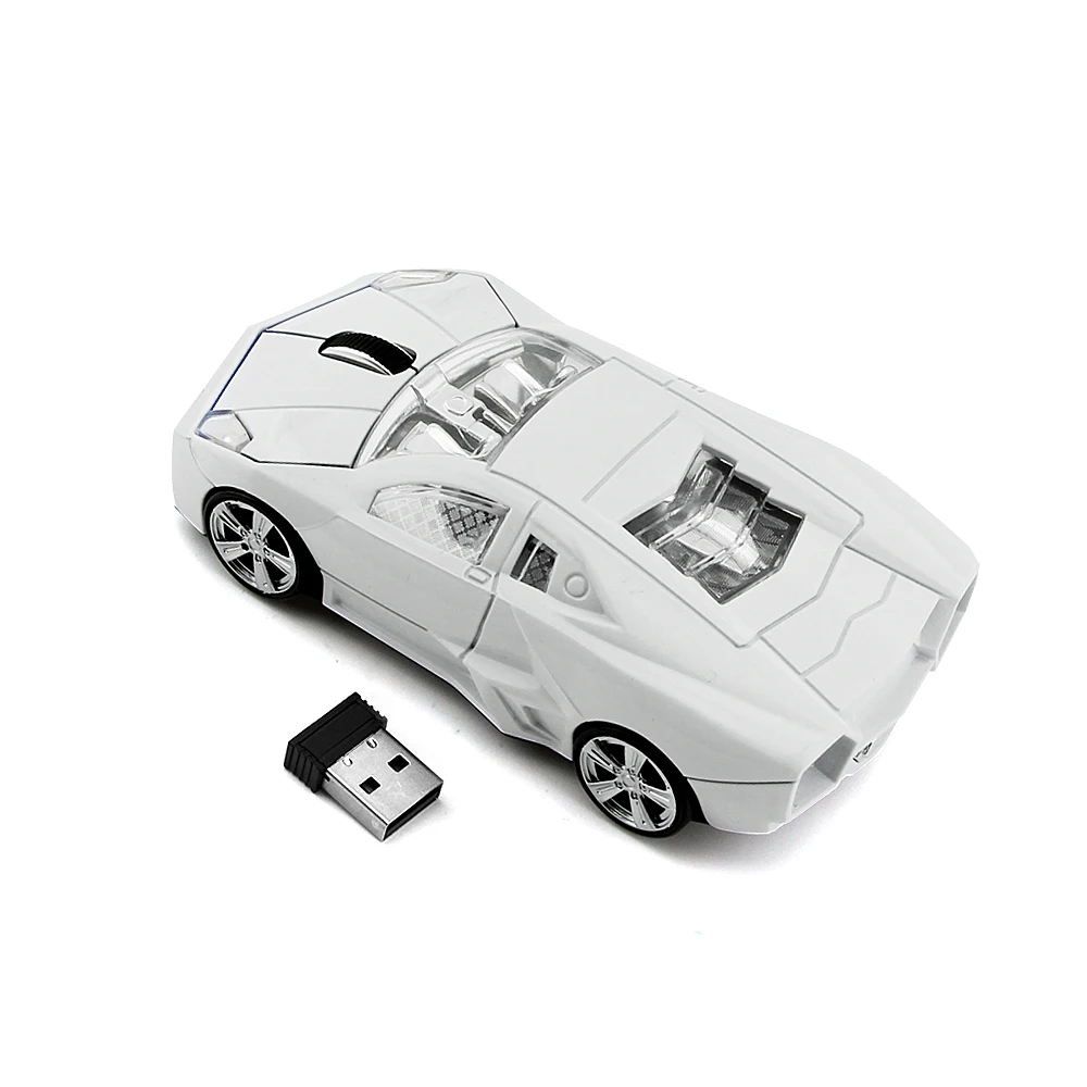 2.4G 무선 마우스 인체 공학적 스포츠카 디자인 게임용 마우스 1600 DPI USB 광학 어린이 선물 노트북 PC 용 크리 에이 티브 휴대용 마우스