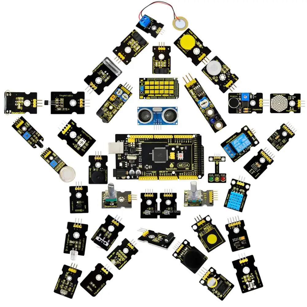 Новинка! Keyestudio датчик стартовый комплект V2.0 37 в 1 коробка с(плата Mega 2560) для Arduino комплект