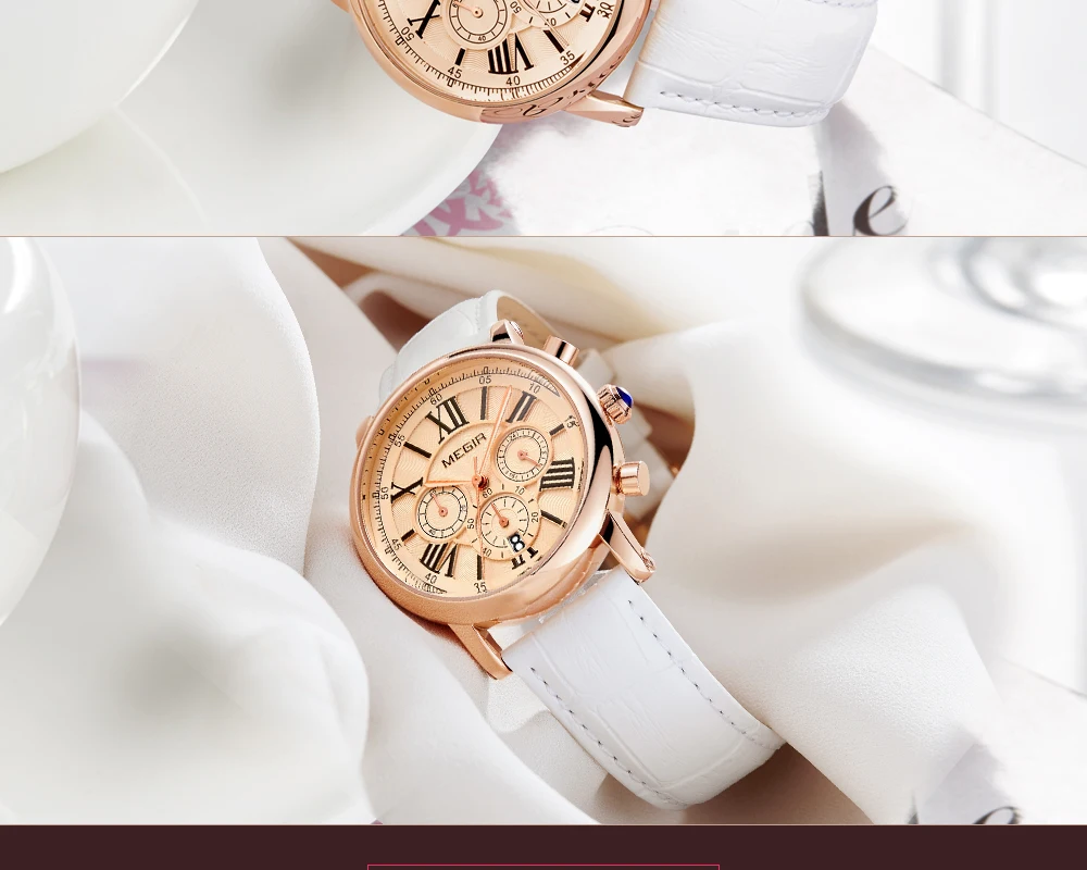 MEGIR Fashion Women Watches Top Brand Luxury Ladies Quartz Watch Chronograph 24 hours Date Clock Relogio Feminino Sport Watch