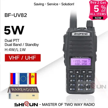 

Origina BaoFeng UV-82 5W Baofeng UV 82 Walkie Talkie Dual Band UHF VHF Dual PTT Two Way Radio Long Range 5W Ham Radios BF-UV82