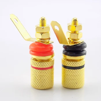 

1pair Gold-Plated Banana Plugs Insulation Sound Terminals Anti-impact Speaker Terminals Banana Jack Socket J17