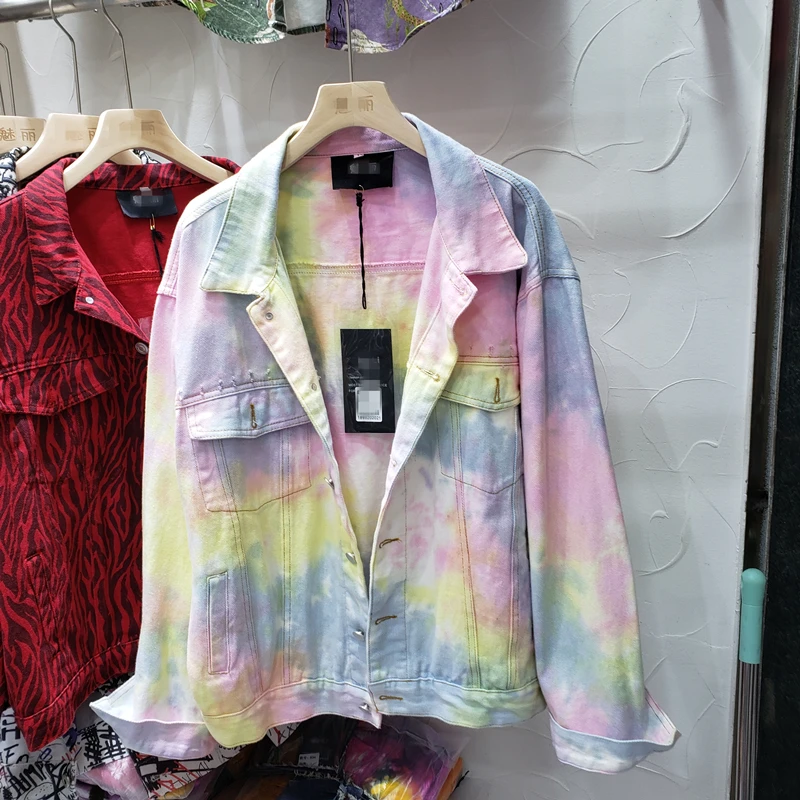 

Colorful Denim Jacket for Women 2020 Spring Autumn New European Fashion Casual Hole Color Jeans Coat Women Loose Jackets
