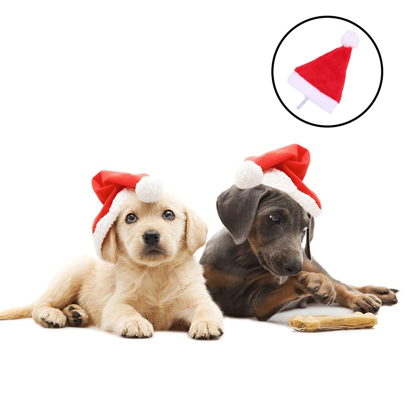 1P Cute Pet Christmas Hat Small Animals Cat Dog Santa Claus Hat New Year Xmas Cosplay Home Party Pet Costume Decoration Supplies