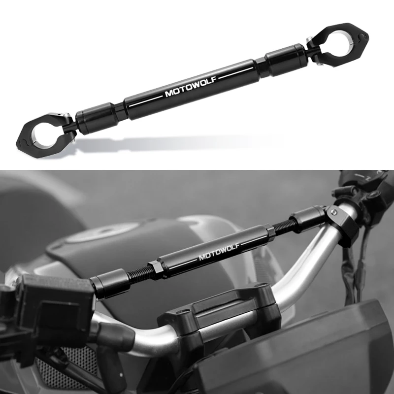 Black Motorcycle Adjustable Balance Handlebar Cross Bar Steering Strength Lever