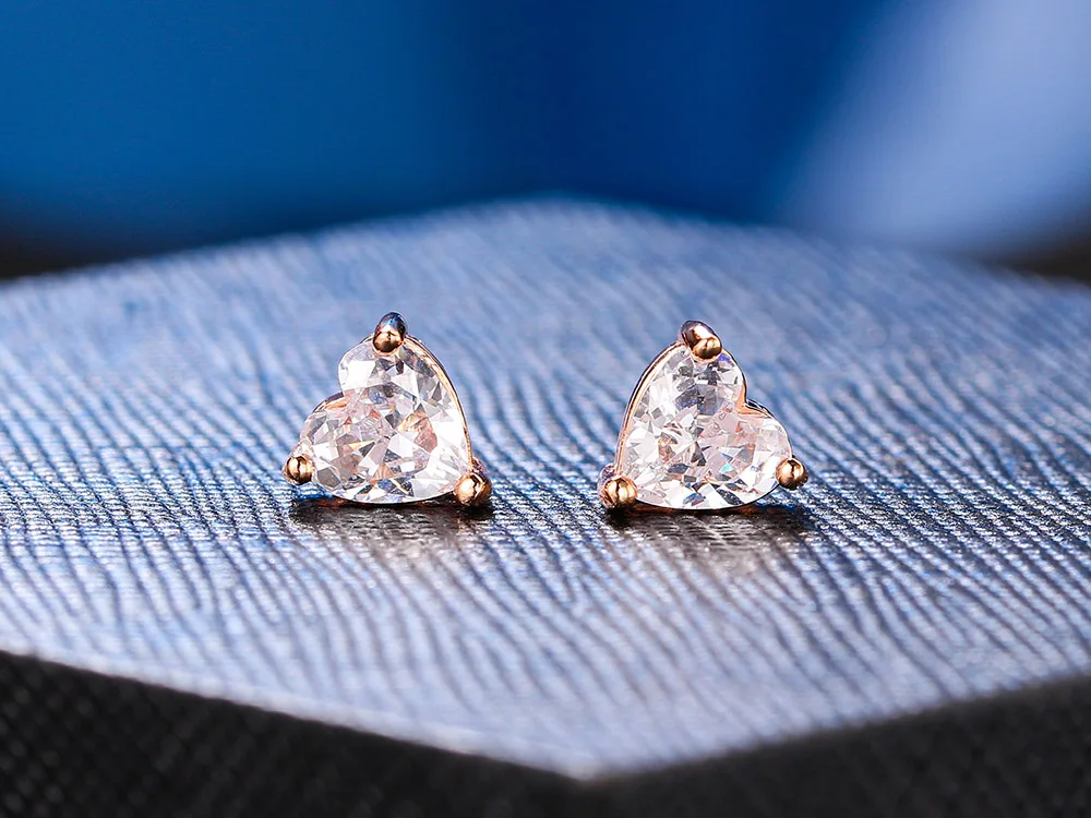 Verschiedene Größen Kristalle Ohrringe für Frauen Herz klar Zirkon Ohr stecker für weibliche männliche Ohr Zubehör Ohrring Schmuck e342 – Detail 8