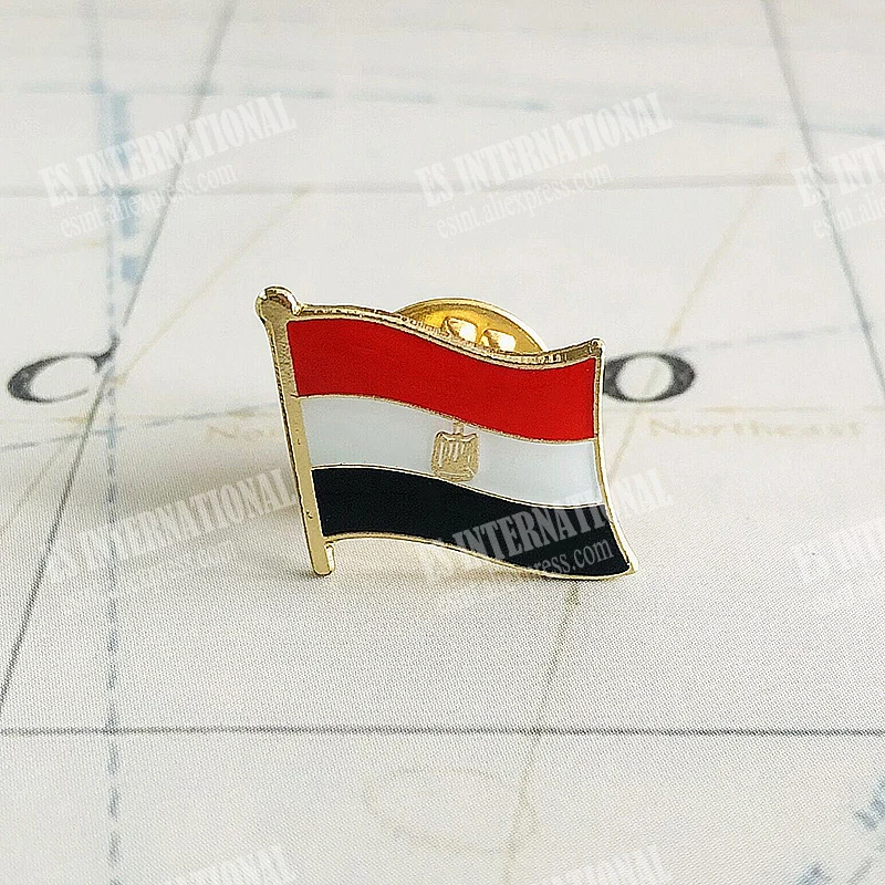 Egypt  National Flag Crystal Epoxy Metal Enamel Badge Brooch  Collection Souvenir Gifts  Lapel Pins Accessories  Size1.6*1.9cm