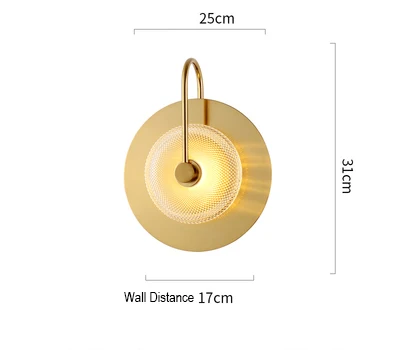 220 В современный светильник, роскошная настенная лампа для гостиной, настенная лампа, дизайнерская креативная круглая спальня, коридор, кованые железные лампы - Цвет абажура: Single head clear