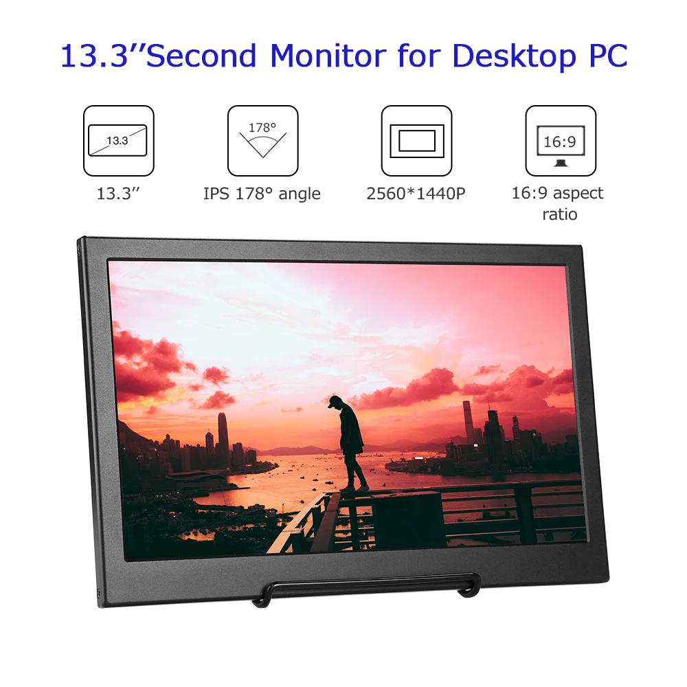 

EYOYO 13.3" 2560X1440 Portable PC Gaming Monitor IPS Game Monitor with HDMI Input for Switch Raspberry LCD LED Display Monitor