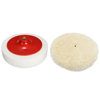 

1 Pcs Car Polishing Buffing Head Mop Pad Soft Sponge with M14 Thread & 1 Pcs Soft Wool Clean Polishing Buffing Bonnet Pad for Ca