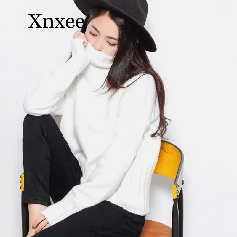 Warm thick low temperature Design Turtleneck Sweater Women Jumper 2020 Winter Loose Long Sleeve Knitted Pullover Sweater Black Warm thick low temperature Design Turtleneck Sweater Women Jumper 2020 Winter Loose Long Sleeve Knitted Pullover Sweater Black