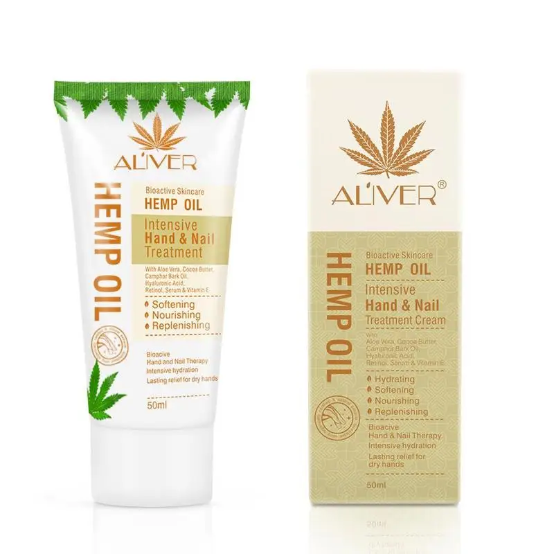 

50ml Aloe Vera Hemp Oil Hand Care Cream Whitening Skin Nourishing Anti-chapping Hand Care Cream For Women Natural Herbal Cream