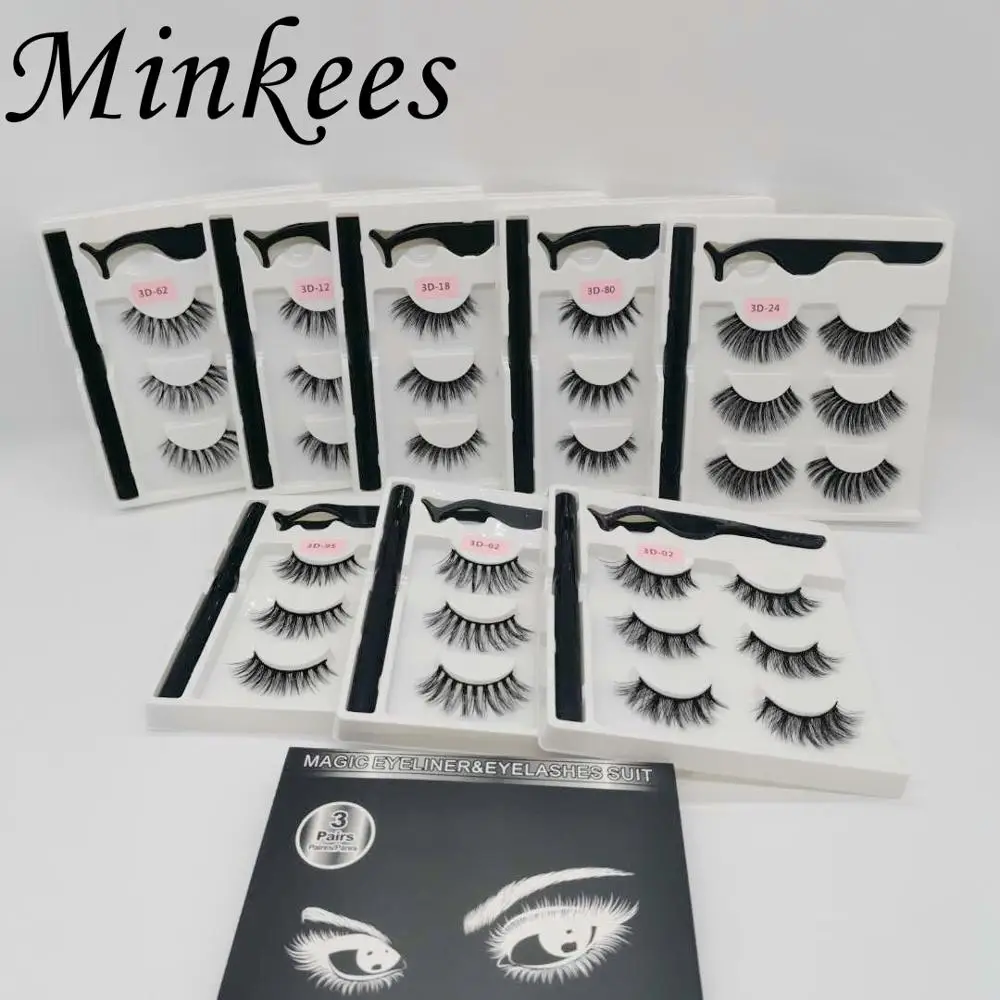 Minkees Новинка 3 пары 3D Искусственные норковые ресницы толстые длинные Wispy Макияж |