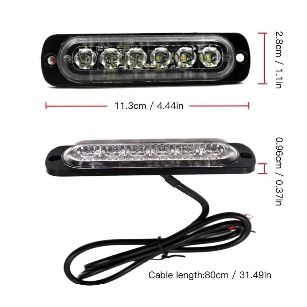 10 шт. желтый белый 6LED автомобильный светильник грузовик прямоугольный 18 Вт 1000LM водонепроницаемый IP67 аварийный Маяк Предупреждение опасности вспышки стробоскоп свет