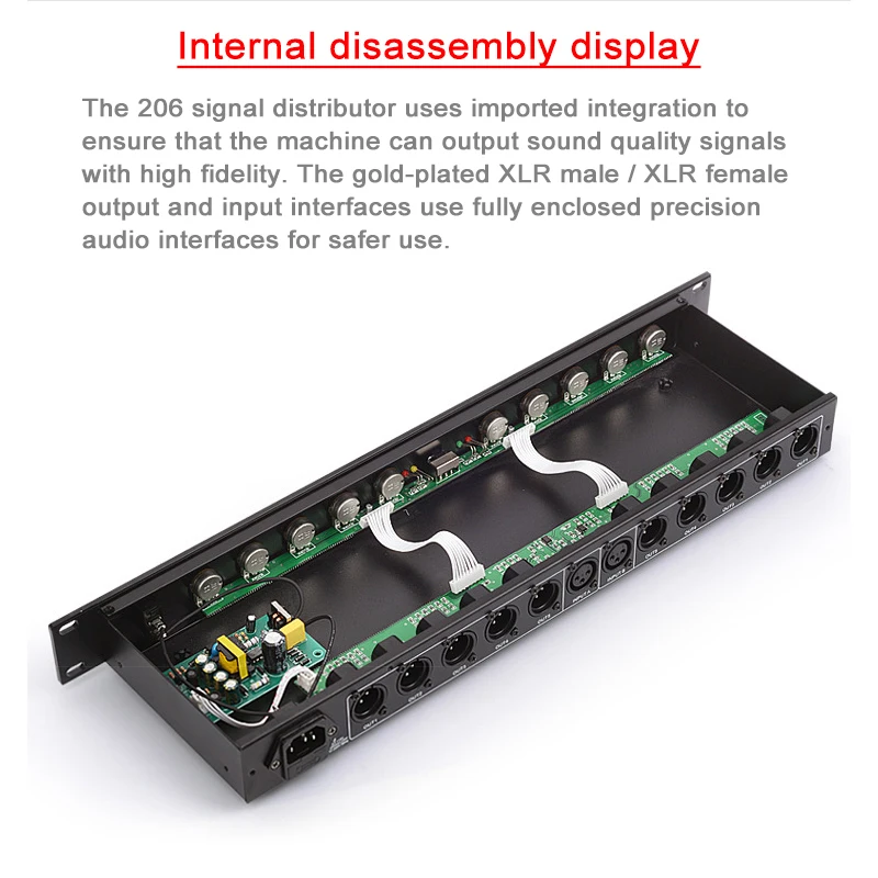 Stereo Mono Audio Signal Splitter Gax206 Equipamento Profissional Amplificador Distribuidor em 10 para Fora Xlr para Palco - Image 4