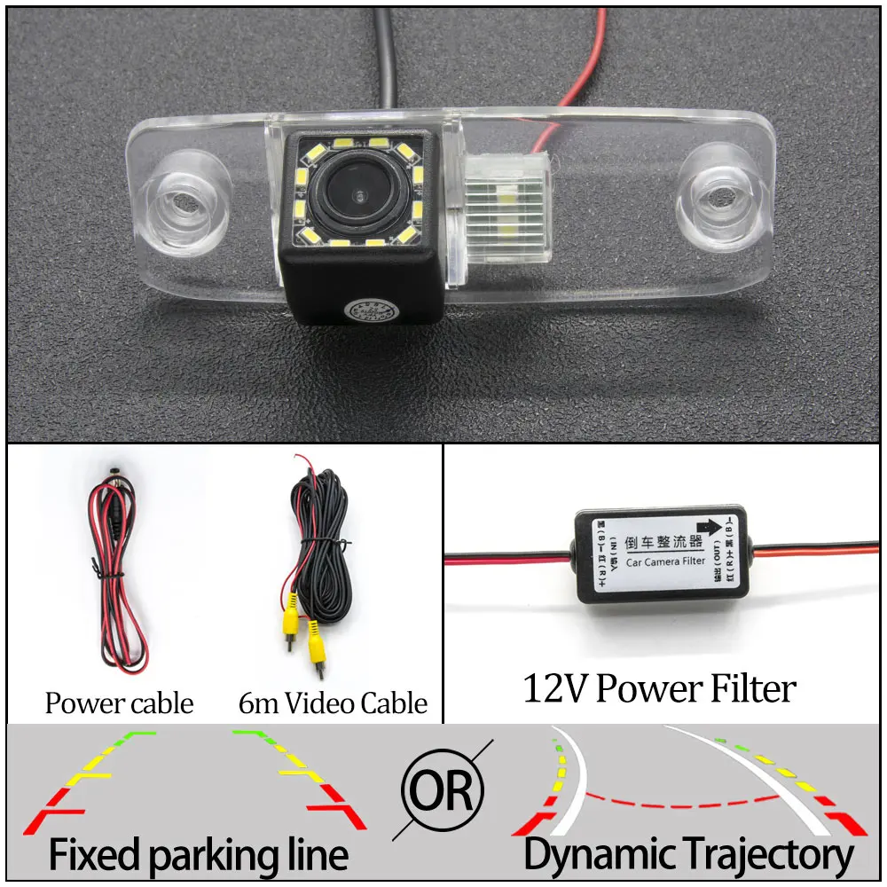 Фиксированная или динамическая траектория Автомобильная камера заднего вида для KIA Ceed Carens/Rondo Mohave Borrego Автомобильная резервная принадлежности для парковки - Название цвета: 12LED Cam N Filter