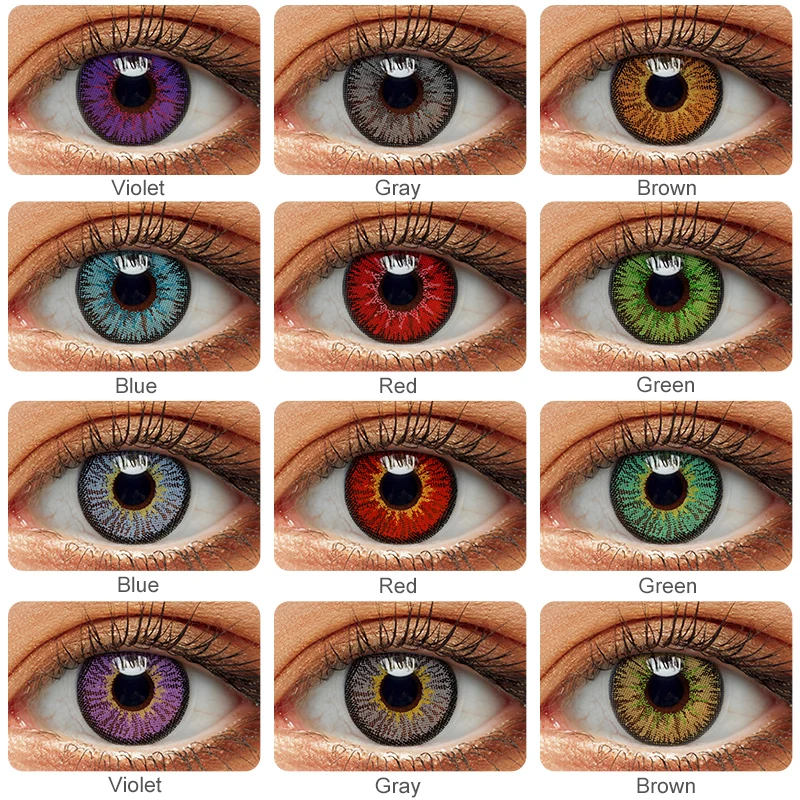 Lentilles de Contact colorées pour les yeux, 1 paire (2 pièces), pour Anime Cosplay, bleu vert, lentilles de Contact multicolores, maquillage de beauté